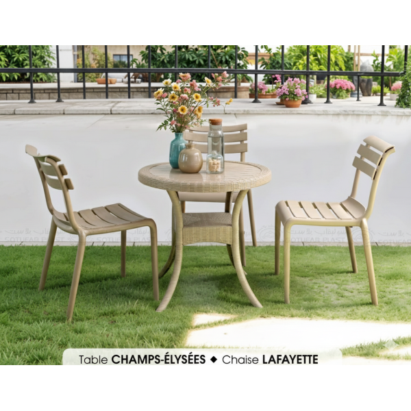 Pack Table Champs-Elysées + 2 Chaises Lafayette Grège