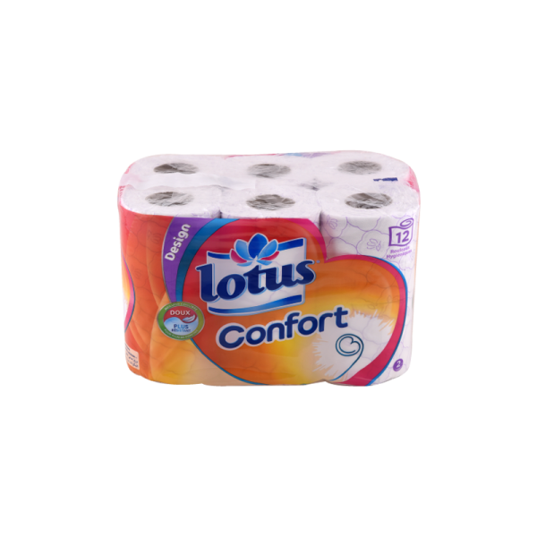Papier hygiénique 12 rouleaux Lotus confort