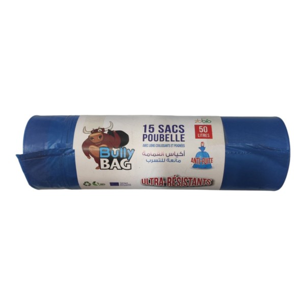 Sac Poubelle 50L-15Pcs avec Lien