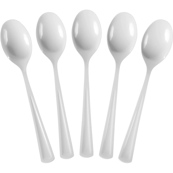 Cuillère Blanc en Plastique MDS - 50PCS