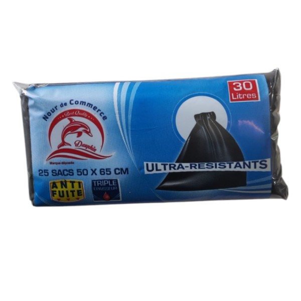 25 Sacs Poubelle Noir 30L